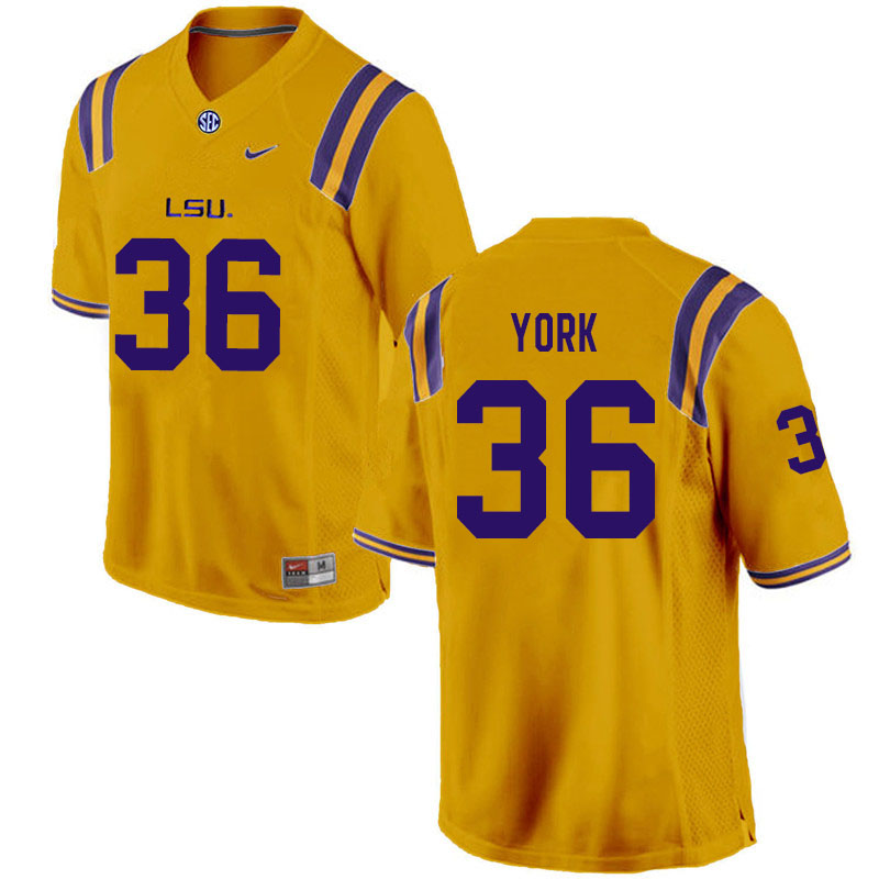 Men #36 Cade York LSU Tigers College Football Jerseys Sale-Gold